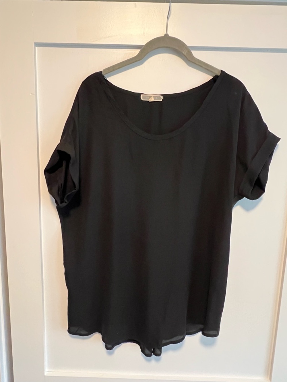 Pleione Black Scoop Neck Short Sleeve Tee